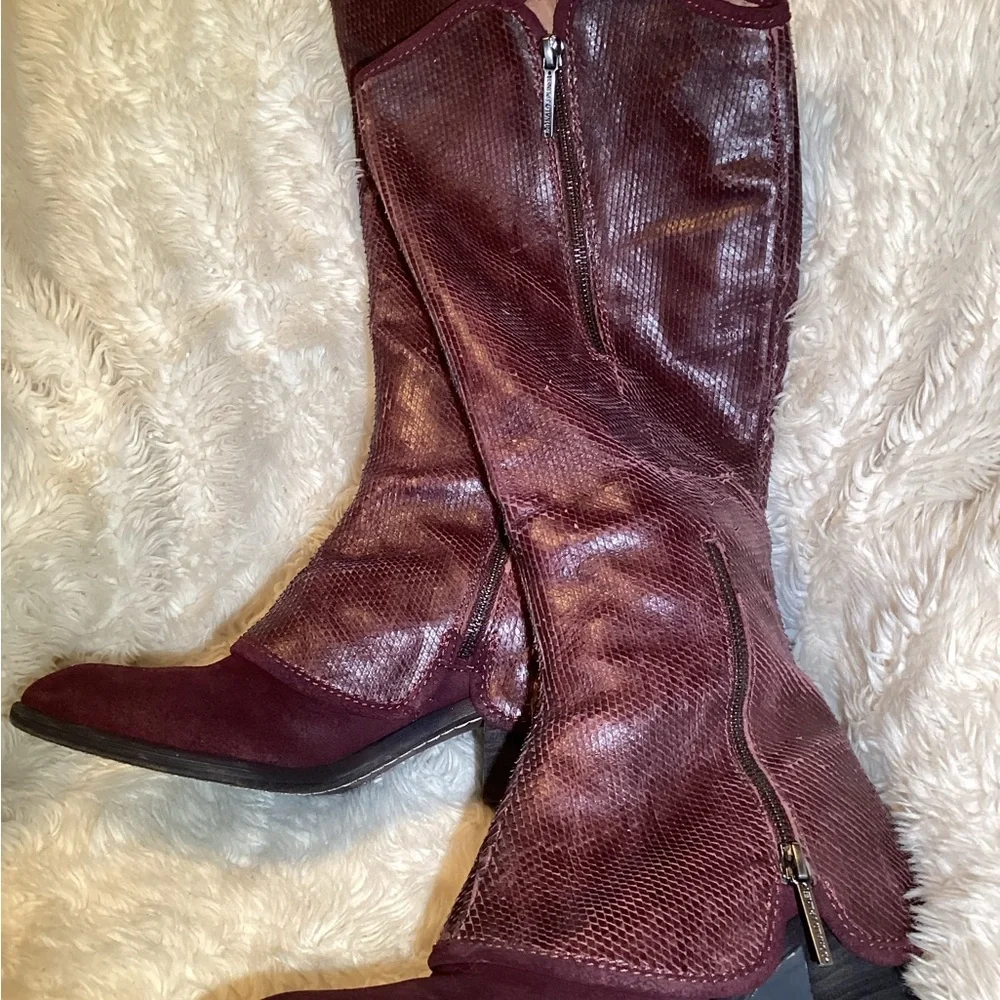 Donald J.Pliner Devi Burgundy Knee-High Boots size 8